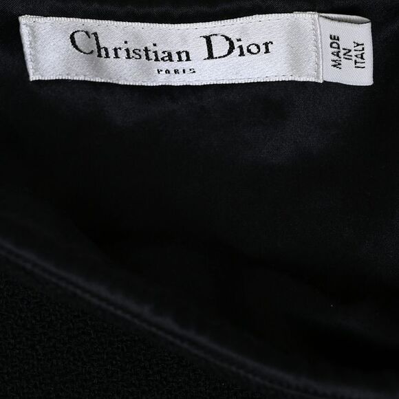 Dior Bow-Accent Midi Tulip Dress in Black Wool - Picture 4 of 5